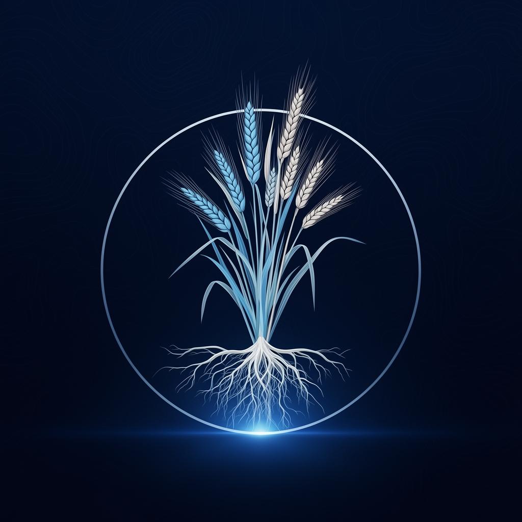 Bluestem wheatgrass with roots — symbol of grounded, traceable intelligence